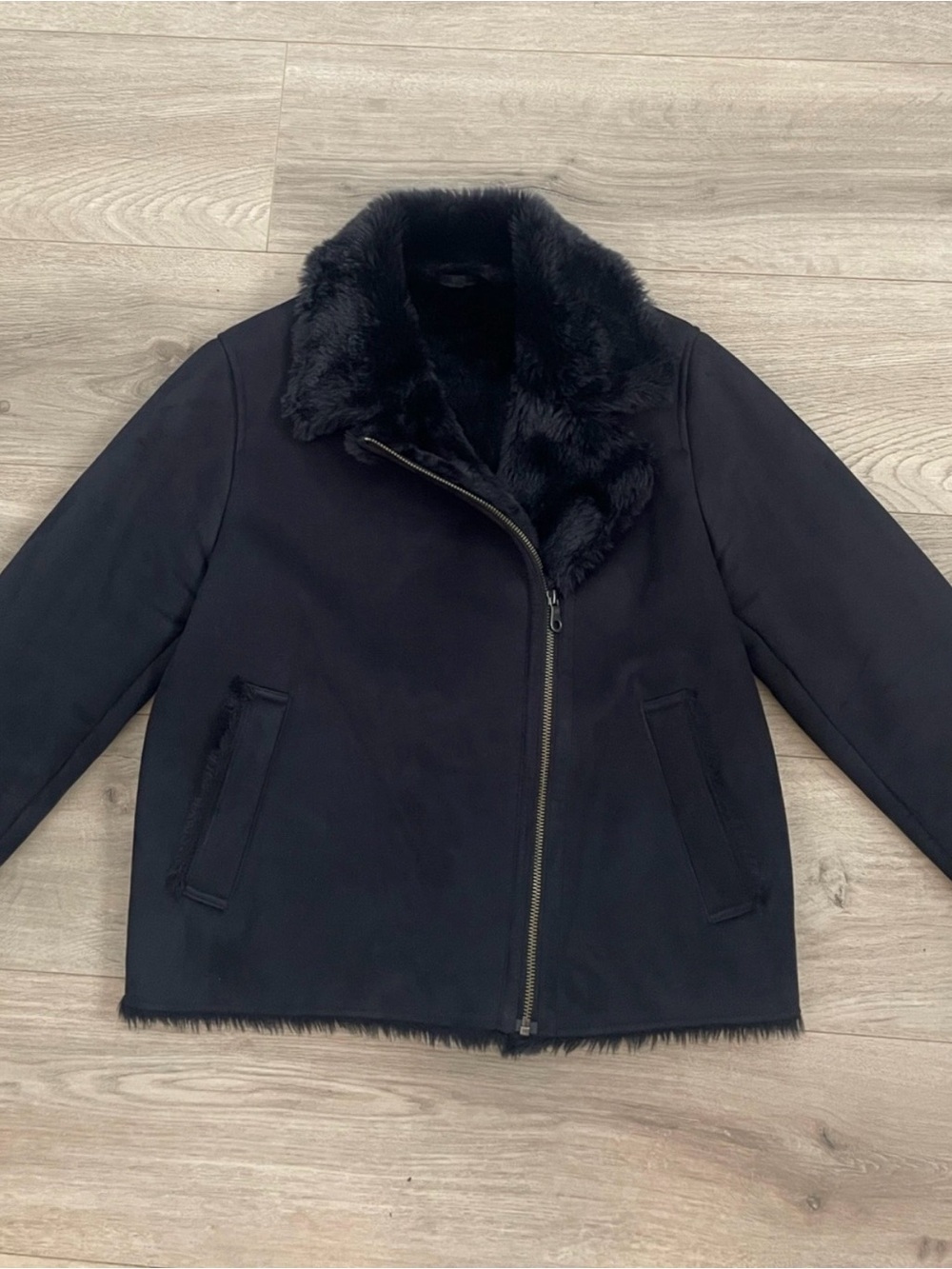 Uniqlo Black Faux-Fur Collar Jacket